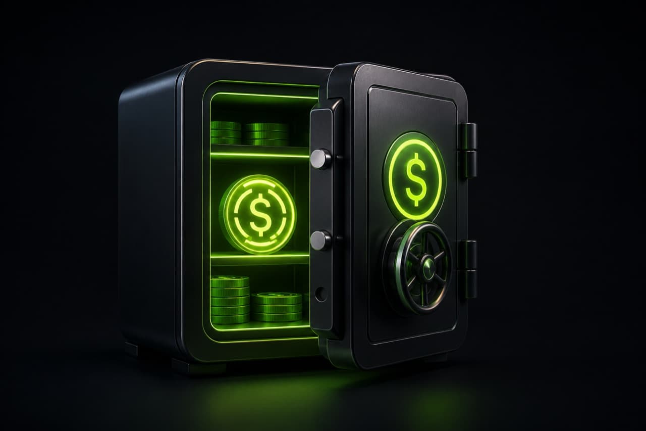 Vault with stablecoin icon